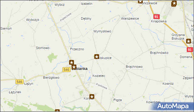 mapa Biskupice gmina Łubianka, Biskupice gmina Łubianka na mapie Targeo