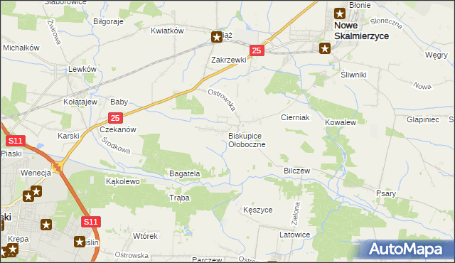 mapa Biskupice Ołoboczne, Biskupice Ołoboczne na mapie Targeo