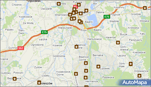 mapa Bładnice Dolne, Bładnice Dolne na mapie Targeo