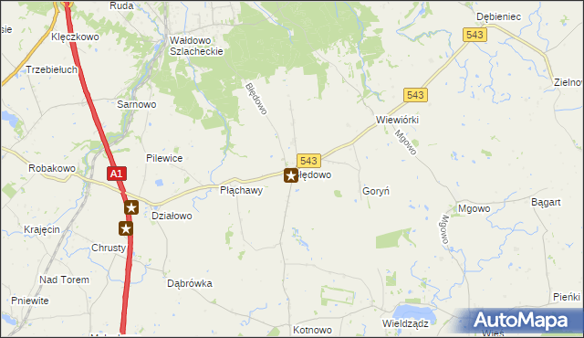 mapa Błędowo gmina Płużnica, Błędowo gmina Płużnica na mapie Targeo