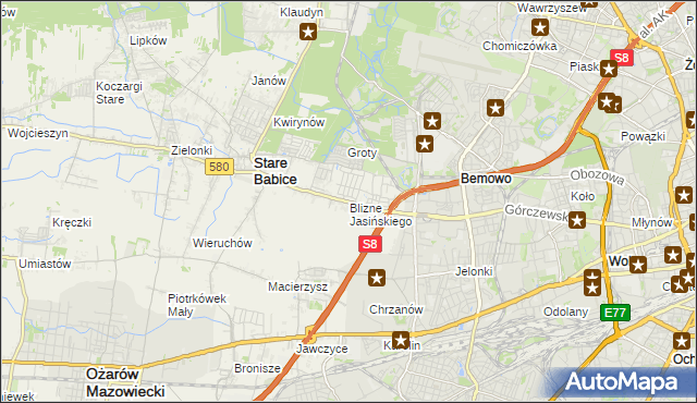 mapa Blizne Jasińskiego, Blizne Jasińskiego na mapie Targeo