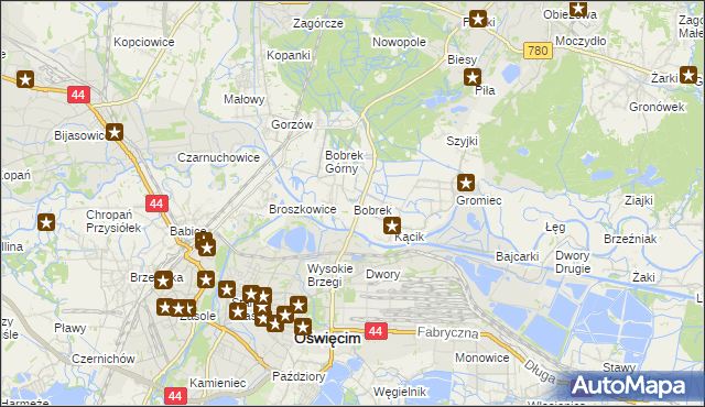 mapa Bobrek gmina Chełmek, Bobrek gmina Chełmek na mapie Targeo