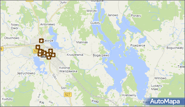 mapa Bogaczewo gmina Morąg, Bogaczewo gmina Morąg na mapie Targeo