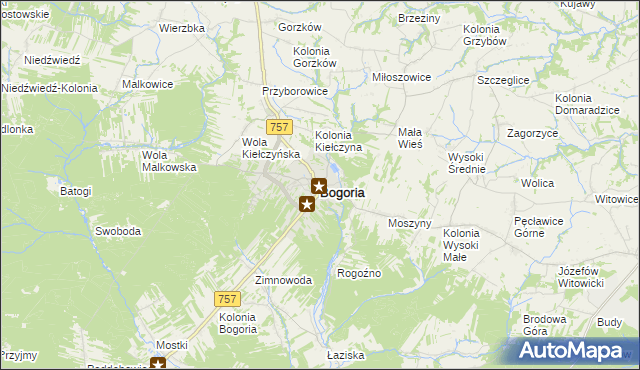 mapa Bogoria powiat staszowski, Bogoria powiat staszowski na mapie Targeo