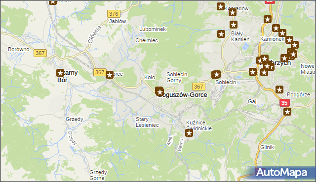 mapa Boguszów-Gorce, Boguszów-Gorce na mapie Targeo