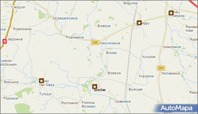 mapa Boguszyce gmina Borów, Boguszyce gmina Borów na mapie Targeo