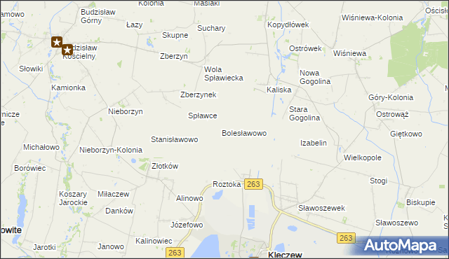 mapa Bolesławowo gmina Kleczew, Bolesławowo gmina Kleczew na mapie Targeo