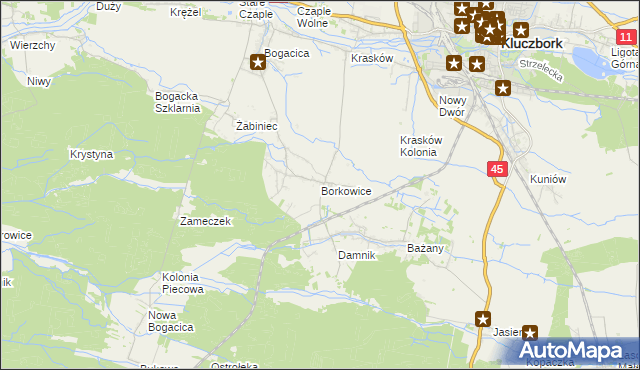 mapa Borkowice gmina Kluczbork, Borkowice gmina Kluczbork na mapie Targeo