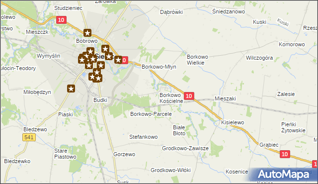 mapa Borkowo Kościelne, Borkowo Kościelne na mapie Targeo