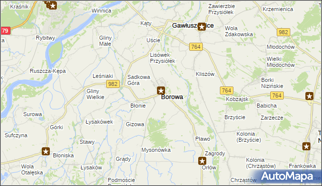 mapa Borowa powiat mielecki, Borowa powiat mielecki na mapie Targeo