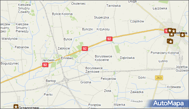 mapa Borysławice Kościelne, Borysławice Kościelne na mapie Targeo