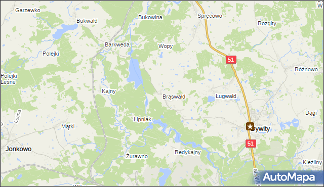 mapa Brąswałd, Brąswałd na mapie Targeo