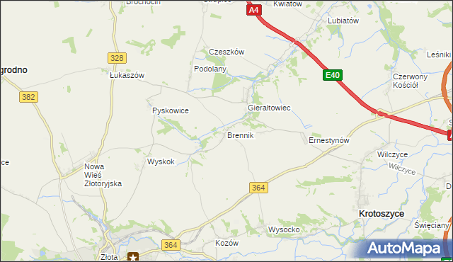 mapa Brennik gmina Złotoryja, Brennik gmina Złotoryja na mapie Targeo