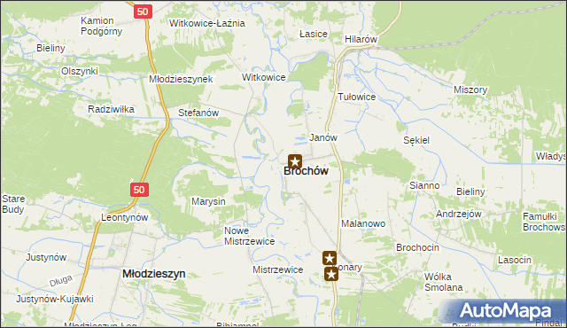 mapa Brochów powiat sochaczewski, Brochów powiat sochaczewski na mapie Targeo