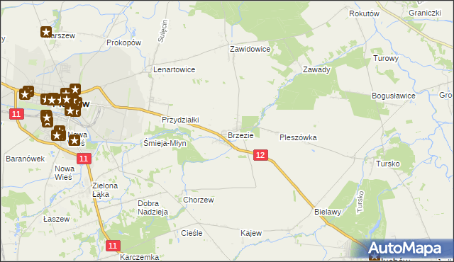 mapa Brzezie gmina Pleszew, Brzezie gmina Pleszew na mapie Targeo