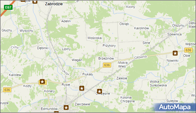 mapa Brzezinów, Brzezinów na mapie Targeo