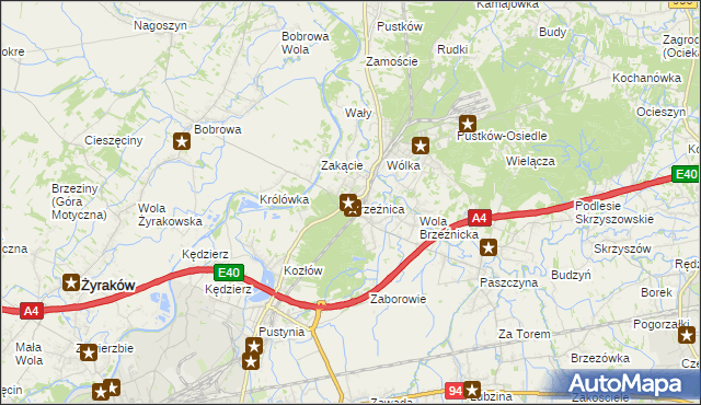 mapa Brzeźnica gmina Dębica, Brzeźnica gmina Dębica na mapie Targeo