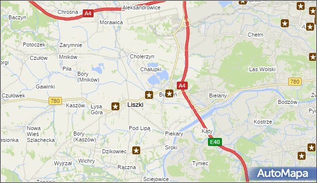 mapa Budzyń gmina Liszki, Budzyń gmina Liszki na mapie Targeo