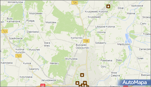 mapa Bukowiec Opoczyński, Bukowiec Opoczyński na mapie Targeo