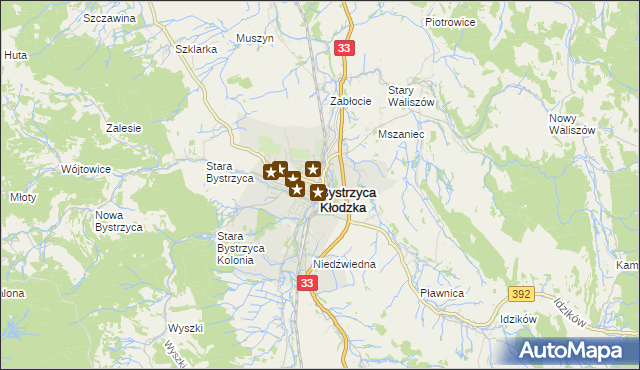 mapa Bystrzyca Kłodzka, Bystrzyca Kłodzka na mapie Targeo