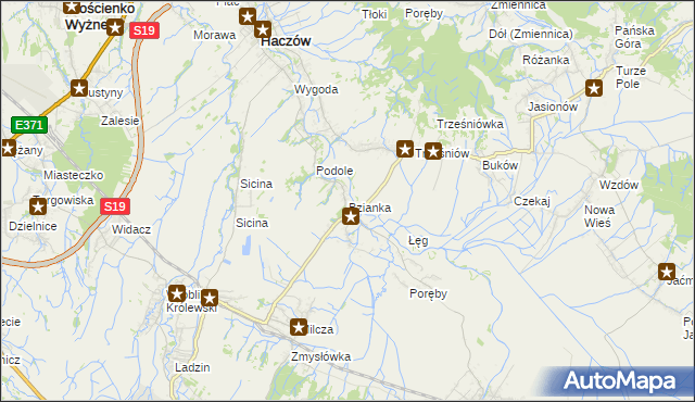 mapa Bzianka gmina Rymanów, Bzianka gmina Rymanów na mapie Targeo