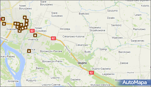 mapa Cekanowo gmina Słupno, Cekanowo gmina Słupno na mapie Targeo