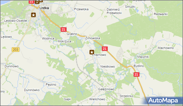 mapa Charnowo gmina Ustka, Charnowo gmina Ustka na mapie Targeo