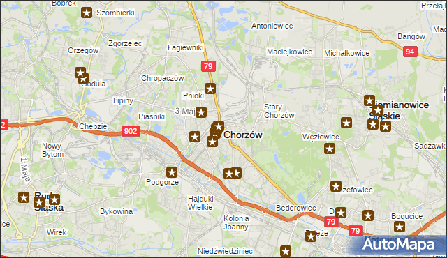 mapa Chorzów, Chorzów na mapie Targeo