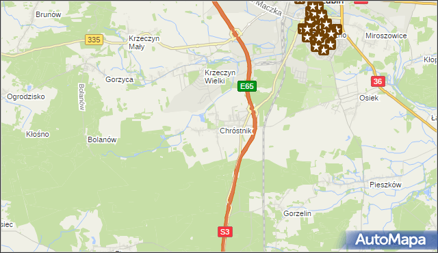 mapa Chróstnik, Chróstnik na mapie Targeo