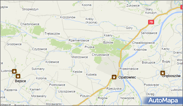 mapa Chrustowice, Chrustowice na mapie Targeo
