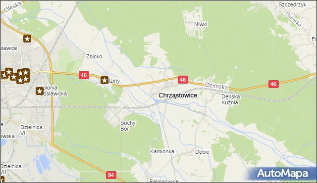 mapa Chrząstowice powiat opolski, Chrząstowice powiat opolski na mapie Targeo