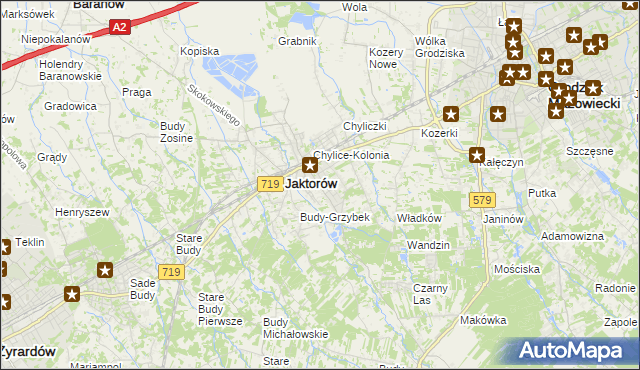 mapa Chylice gmina Jaktorów, Chylice gmina Jaktorów na mapie Targeo