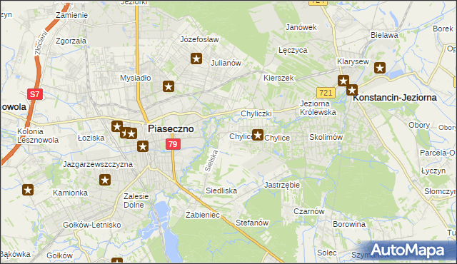 mapa Chylice gmina Piaseczno, Chylice gmina Piaseczno na mapie Targeo