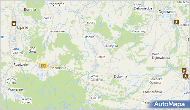 mapa Cieklin, Cieklin na mapie Targeo