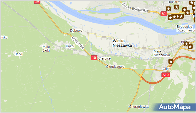 mapa Cierpice gmina Wielka Nieszawka, Cierpice gmina Wielka Nieszawka na mapie Targeo