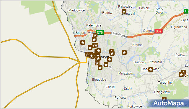 mapa Cieszyna, Cieszyn na mapie Targeo