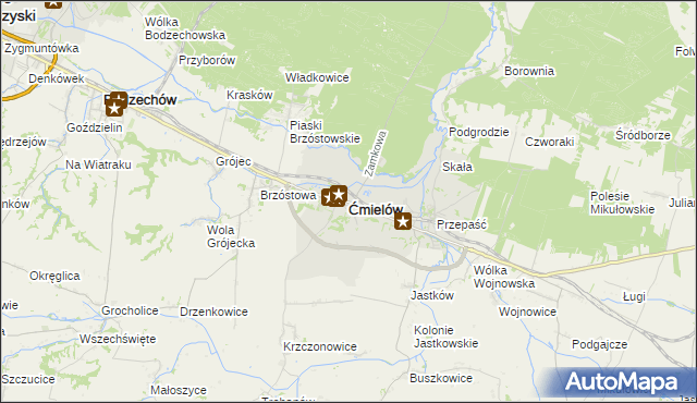 mapa Ćmielów, Ćmielów na mapie Targeo