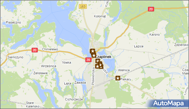 mapa Czaplinek powiat drawski, Czaplinek powiat drawski na mapie Targeo