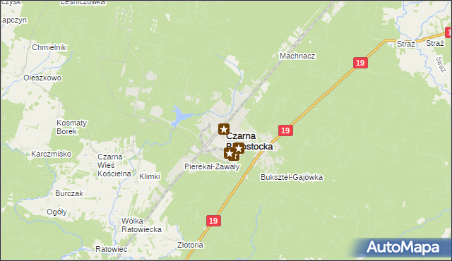 mapa Czarna Białostocka, Czarna Białostocka na mapie Targeo