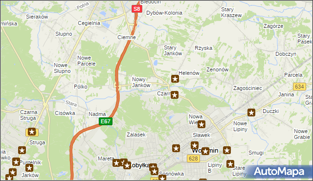 mapa Czarna gmina Wołomin, Czarna gmina Wołomin na mapie Targeo