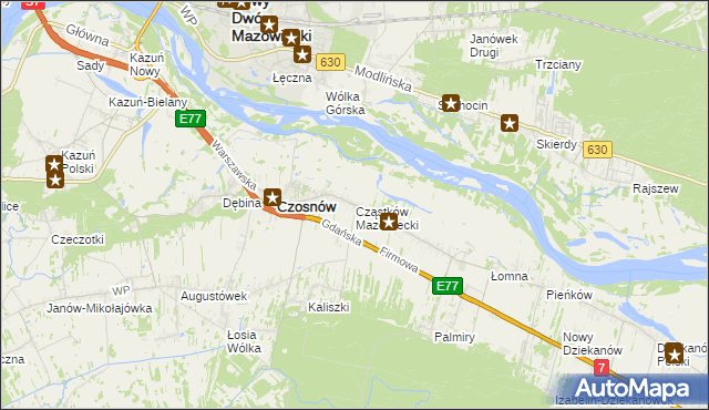 mapa Cząstków Mazowiecki, Cząstków Mazowiecki na mapie Targeo