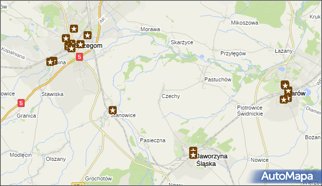 mapa Czechy gmina Jaworzyna Śląska, Czechy gmina Jaworzyna Śląska na mapie Targeo