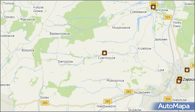 mapa Czerńczyce gmina Ziębice, Czerńczyce gmina Ziębice na mapie Targeo