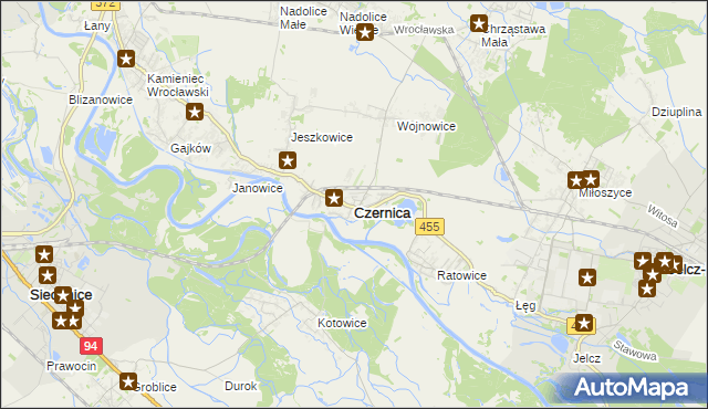 mapa Czernica powiat wrocławski, Czernica powiat wrocławski na mapie Targeo