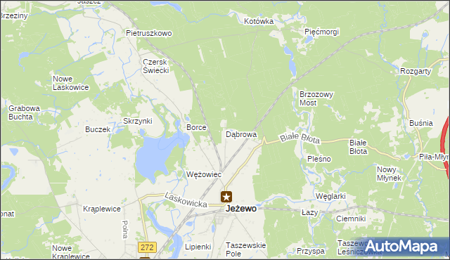 mapa Dąbrowa gmina Jeżewo, Dąbrowa gmina Jeżewo na mapie Targeo