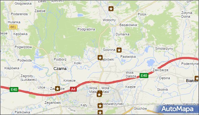 mapa Dąbrówki gmina Czarna, Dąbrówki gmina Czarna na mapie Targeo