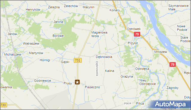 mapa Dębnowola gmina Warka, Dębnowola gmina Warka na mapie Targeo