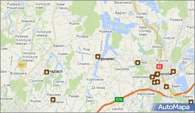 mapa Dębowiec powiat cieszyński, Dębowiec powiat cieszyński na mapie Targeo