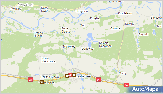 mapa Dębówko gmina Przytoczna, Dębówko gmina Przytoczna na mapie Targeo
