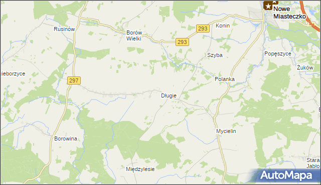 mapa Długie gmina Szprotawa, Długie gmina Szprotawa na mapie Targeo